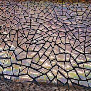 Rose Gold Iridescent Geometric Sequin Fabric On Black Velvet Stretch (By The Yard) image 12