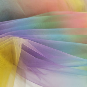 Fabric Sold by the Yard Rainbow Italian Tulle Decoration Clothing Draping Party Custom Dress Tutu Skirt Unicorn 2 Way Stretch Soft