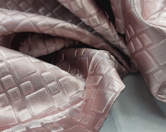 Tessuto Venduto tagliato su misura Rosa antico Broccato Jacquard Metallico Quadrato Testurizzato Goffrato Geometrico