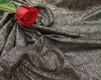 Black and Gold Glitter Fabric: 4-Way Stretch Polyester, Prom Dress, Evening Gown