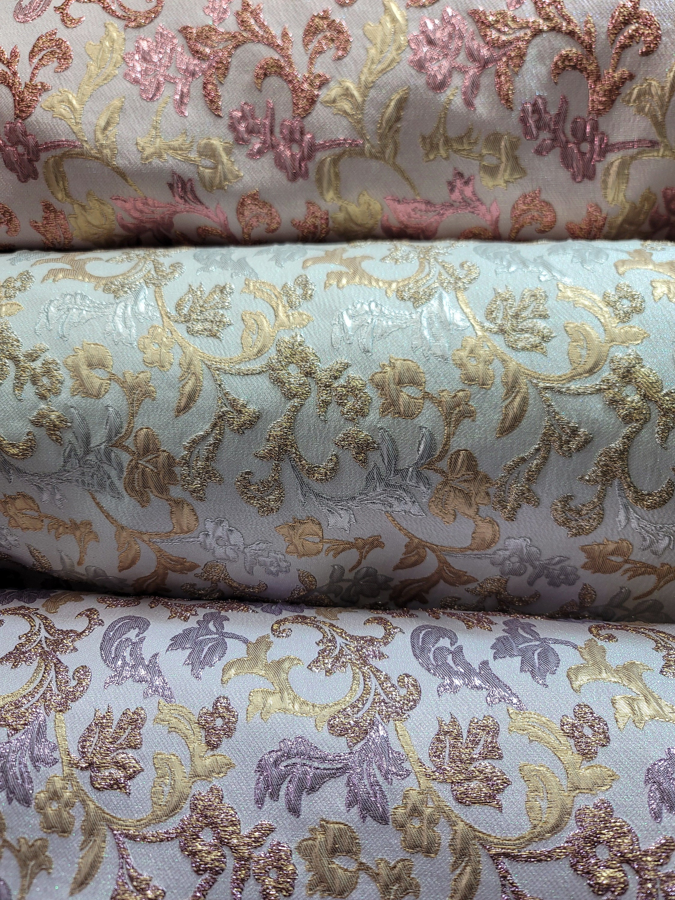 【MURRAL】 LANDSCAPE JACQUARD BOLERO Fabric by the Yard Multicolor Metallic Brocade Swirls Floral