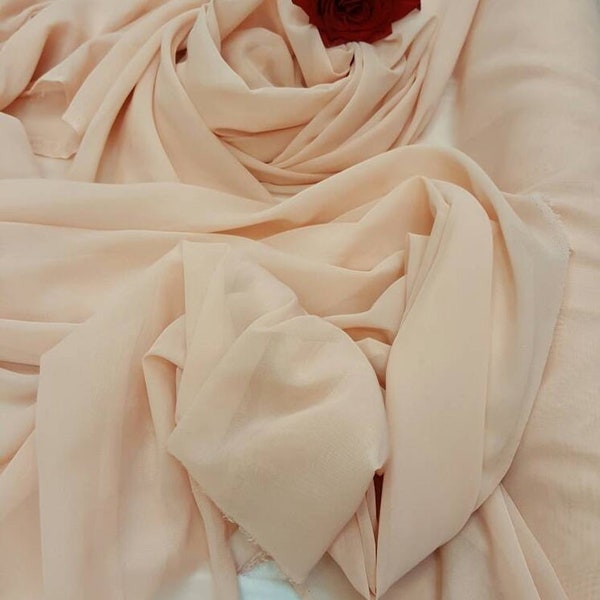 Blush Chiffon Sheer Soft Fabric Sold by the Yard Gown Quinceañera Bridal Evening Dress Flowy Fashion Fabric