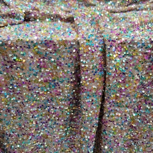 Fabric Sold by the Yard Mocha Stretch Fabric Multicolor Sequin ...