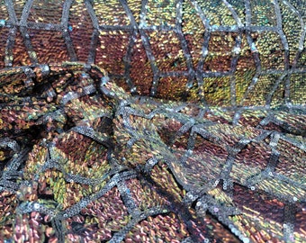 Rose Gold Sequin Fabric: Iridescent Two Tone Mesh, 57 Inch Wide