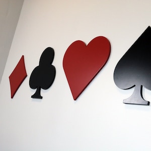 Signe de costumes de carte en bois - Décor de salle de jeu - Ensemble de 4 pièces Heart Club Diamond Spade