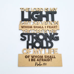 Bible Verse Wall Art  - Christian Wall Art - Psalm 27:1 Bible Verse Wall Decor