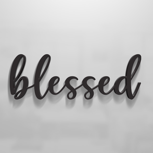 Wood Blessed Sign for Wall Decor | Large Blessed Word Sign | Thanksgiving Decor | Family Room and Dining Room Decor