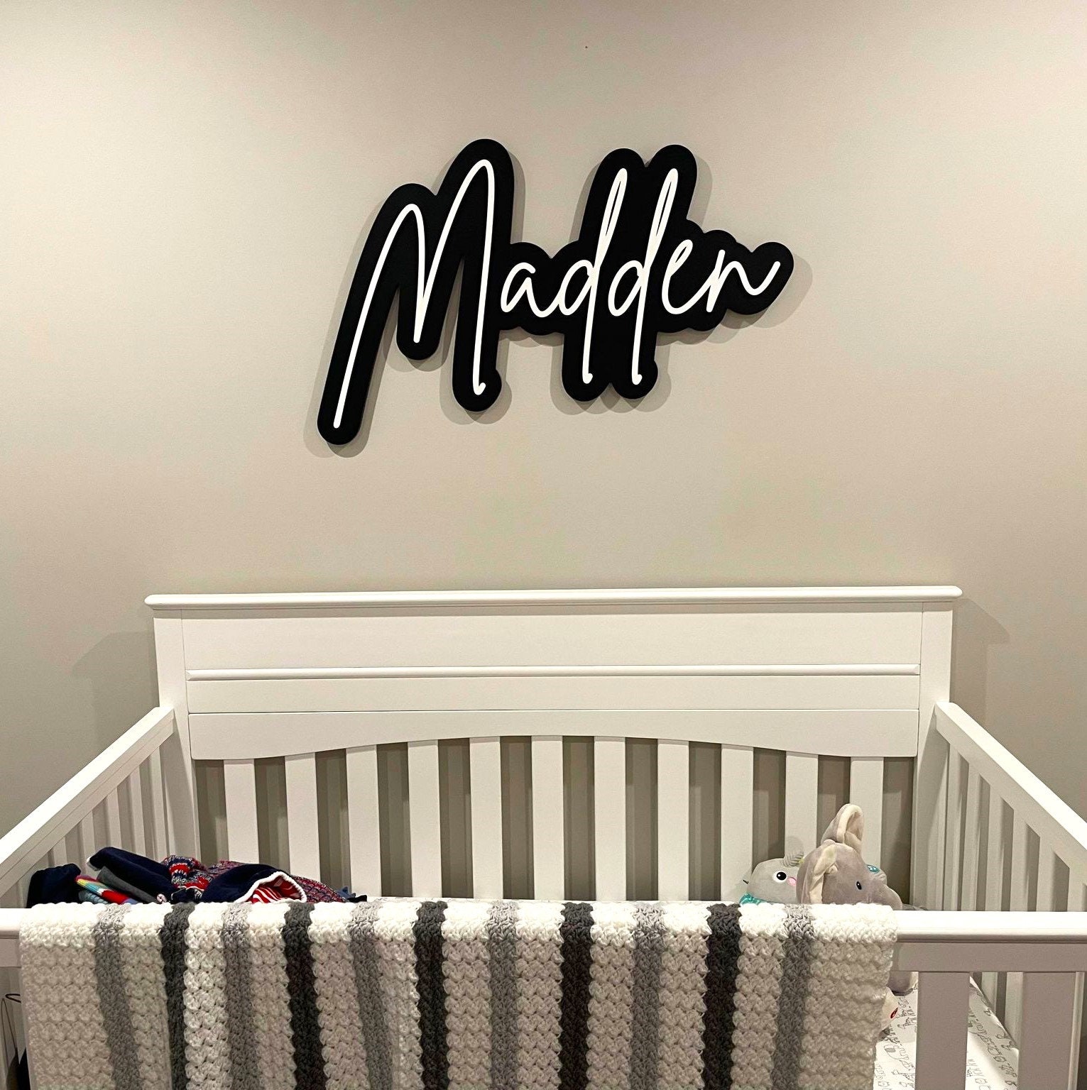 Large wood name sign, nursery name sign, boho nursery sign , above crib