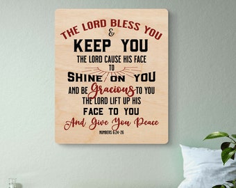 Bible Verse Wall Art - Christian Wall Hanging - Christmas Gift - Numbers 6:24-25  Scripture Wall Decor