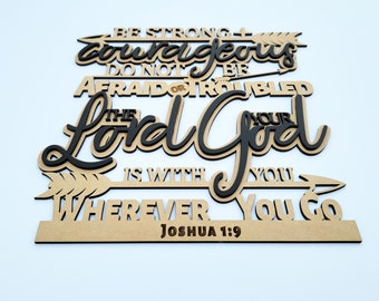 Bible Verse Wall Art - Christian Wall Decor- Joshua 1:9 Sign