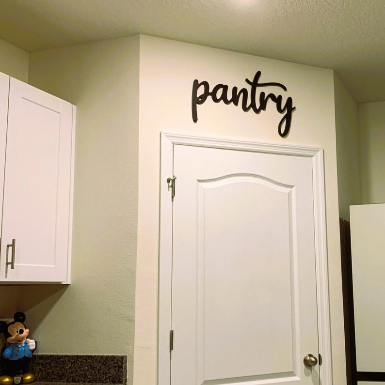 Wood Pantry Sign for Kitchen Wall Decor | Large Script Kitchen Sign | Farmhouse Decor | Home Decorations image 3