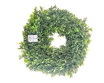 12" Or 16" Faux Boxwood Wreath | Farmhouse Decor for Living Room | 12" Or 16" Wreath Greenery