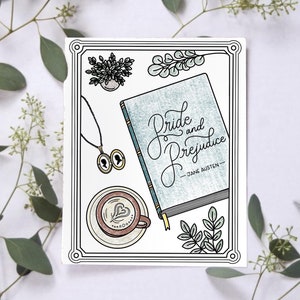Pride & Prejudice Coloring Pages | Jane Austen Quotes | Mr Darcy and Elizabeth | Jane and Mr Bingley | Regency Era | Victorian Bookworm