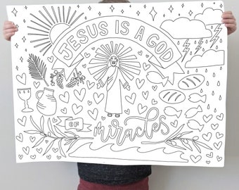 Página para colorear de los milagros de Jesús: Conferencia General Cristiana (Descarga digital)