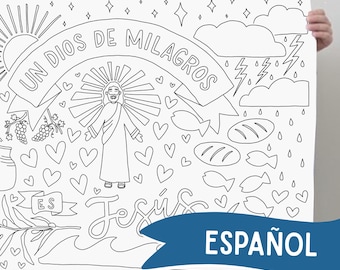 Un Dios de Milagros es Jesús | Página de Colorear Larga | Cristo | Español | Spanish