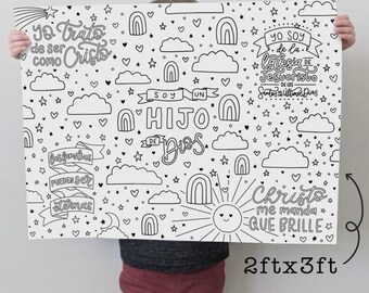 Página para colorear grande de la canción de la Primaria en español: Actividad de la Conferencia General SUD (Descarga digital)