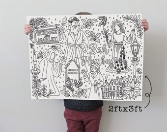 A Christmas Carol BIG Coloring Poster: Kid & Adult Printable (24x36 inch) Digital Download