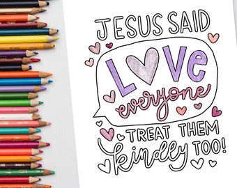 Love Themed Christian Coloring Pages | LDS Primary | Printable Valentines Coloring Pages | General Conference Coloring | BIG coloring page