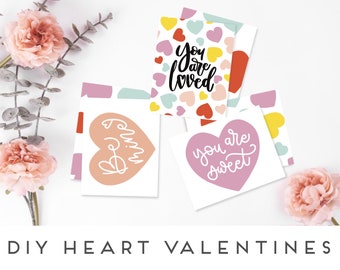 DIY Printable Candy Heart Valentines | Bright Colored Valentines | You are Loved Cards