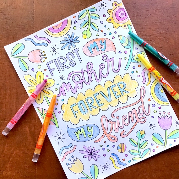Mother's Day Coloring Pages Hand-Lettered Design