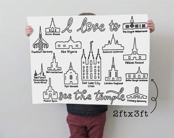 Póster para colorear del Templo SUD: Actividad de la Conferencia General (Descarga digital)