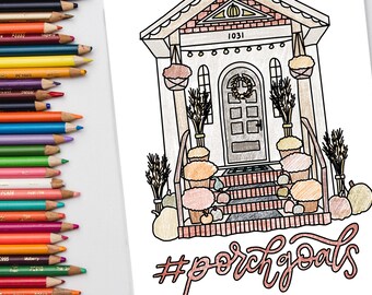 Fall Themed Coloring Pages | Cute & Punny | Printable Coloring Pages |  Adult and Kid Coloring