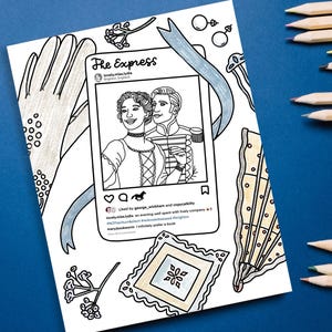 P&P Collection 1 | Pride and Prejudice Social Media Coloring Pages | Jane Austen | Darcy | Elizabeth | Jane | Bingley | Regency Era