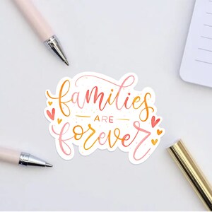 Latter-day Saint Stickers Young Women and Young Men Theme Families are Forever Families (orange)