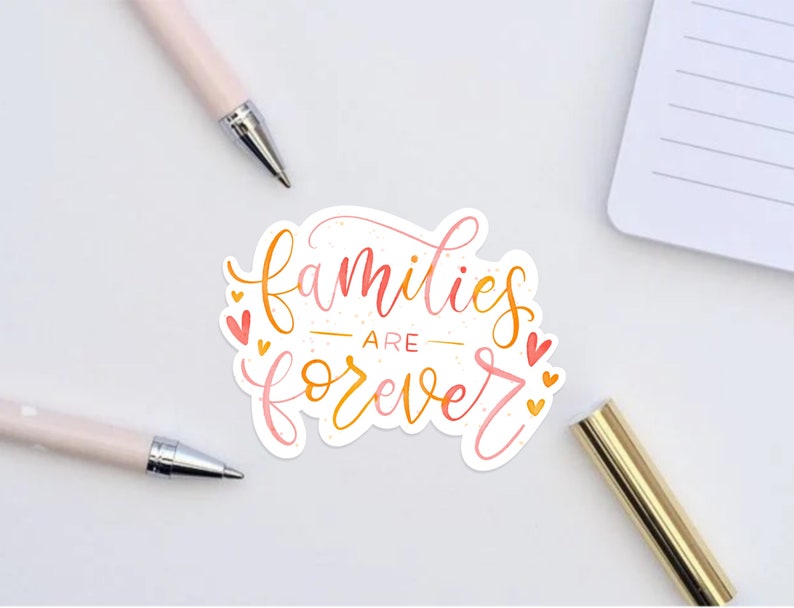 Latter-day Saint Stickers Young Women and Young Men Theme Families are Forever Families (orange)