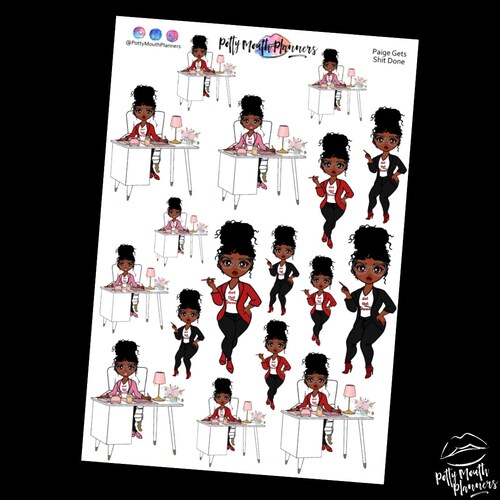 Paige Gets Sht Done Sticker Sheet African American Planner Etsy
