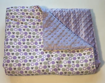 Coperta per neonati con cuori e pois viola