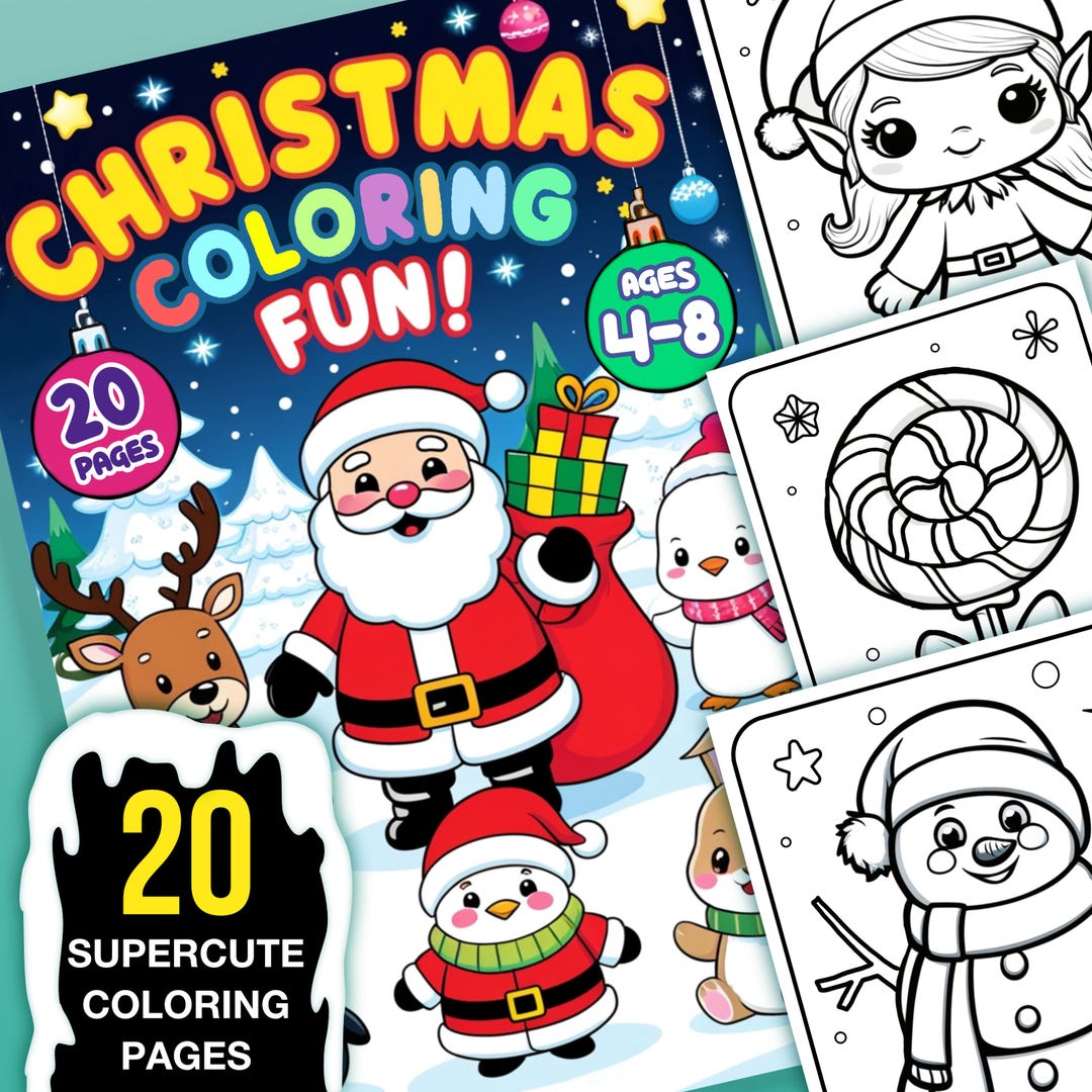 Christmas Coloring Pages for Kids | 20 Printable Holiday Coloring Book ...