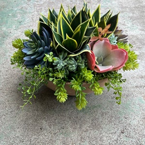 Large faux succulent centerpiece arrangement