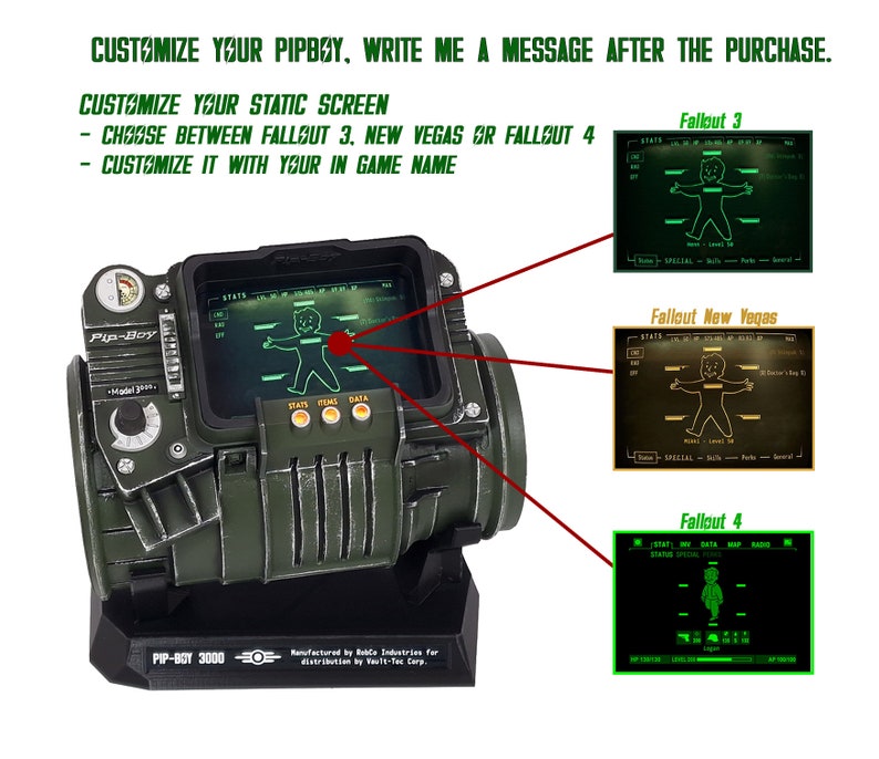 Fallout inspired PIPBOY 3000 Prop in 1:1 scale / Cosplay Prop / Handmade / Unofficial / Fan-Art / Videogame Nerd Geek Gift image 3