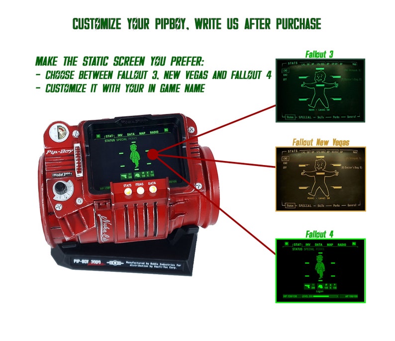 Fallout inspired PIPBOY 3000 Nuka Cola Version Prop in 1:1 scale / Cosplay Prop / Handmade / Unofficial / Fan-Art / Videogame Nerd Geek Gift image 6