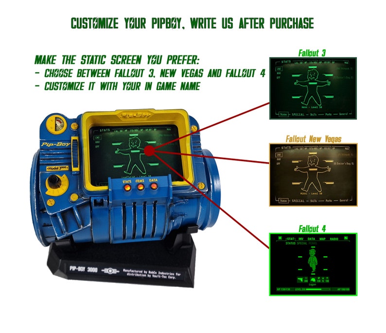 Fallout inspired PIPBOY 3000 Vault-Tec Version in 1:1 scale / Cosplay Prop / Handmade / Unofficial / Fan-Art / Videogame Nerd Geek Gift image 4