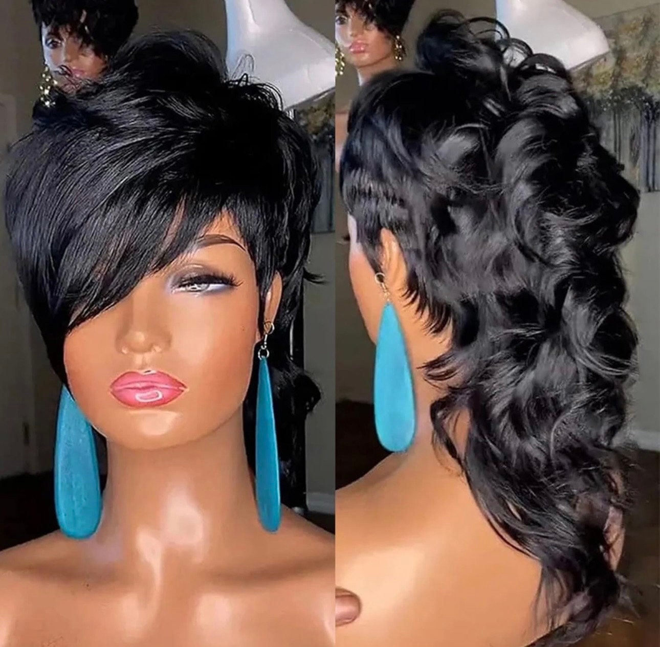 Afro mullet clearance wig