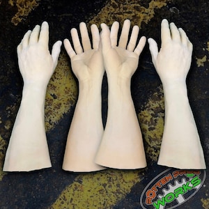 2 Pair -Latex Prop Hands - Unpainted - Add For Foam Filled Available