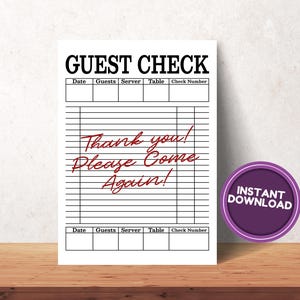 Guest Check Wall Art, Quirky Wall Art, Guest Check, Guest Check Print, Guest Check Poster, Guest Check In, Guest Check Art