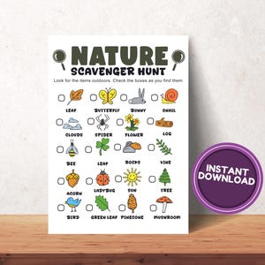 Nature Printable, Nature Scavenger Hunt, Nature Walk, Identify Nature, Nature Printables