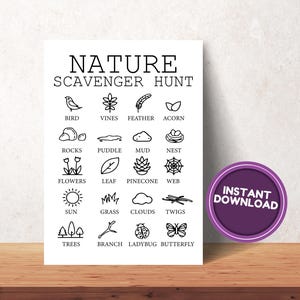 Nature Printable, Nature Scavenger Hunt, Nature Walk, Identify Nature, Nature Printables
