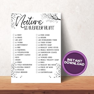 Nature Printable, Nature Scavenger Hunt, Nature Walk, Identify Nature, Nature Printables