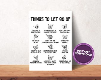 Things to Let Go Poster, Let Go Mental Health, Kids Emotional Awareness, Anxiety Tips Printable