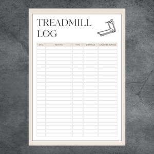 Printable Treadmill Log Treadmill Tracker, Fitness Tracker, Self Care Tracker, Weight Loss ...