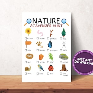 Nature Printable, Nature Scavenger Hunt, Nature Walk, Identify Nature, Nature Printables