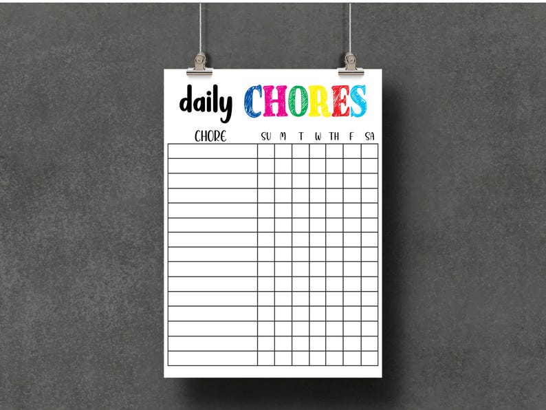 Chore Chart, Summer Planner, Printable Checklist, Chart for Kids ...