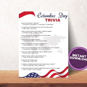 Columbus Day Game, Printable Columbus Day, Columbus Day Printable, Columbus Day Trivia