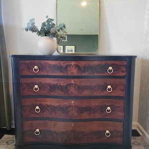SOLD* Do Not Purchase* Vintage Antique Style Black & Wood Dresser / Chest of Drawers