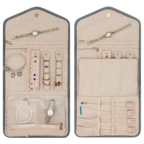 Travel Jewelry Organizer Roll - Portable Travel Jewelry Case - Compact  Jewelry Bag - Jewelry Roll for Necklaces, Earrings, Rings and More - Easy  to