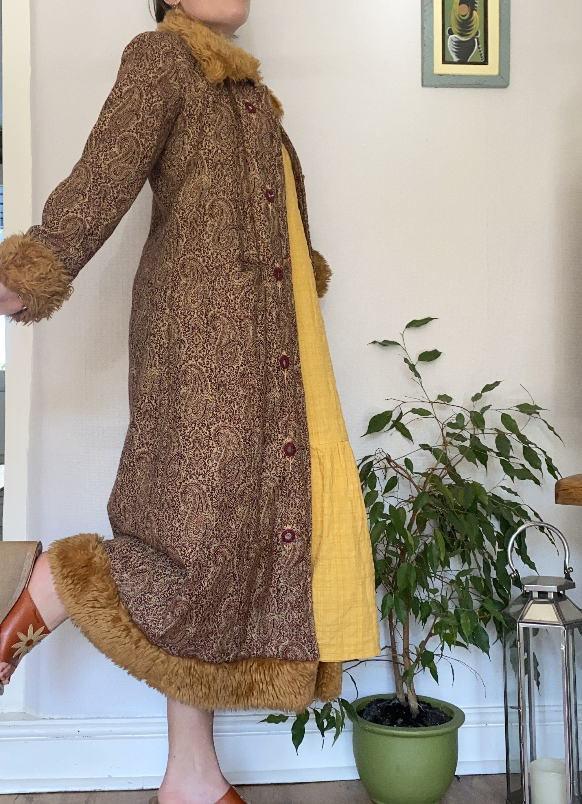 True vintage afghan penny lane coat paisley hippie boho Etsy